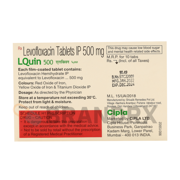 LQuin 500 mg Cipla - Imagen 2
