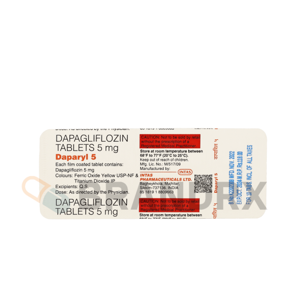 Daparyl 5 mg Intas Pharmaceuticals - Imagen 2