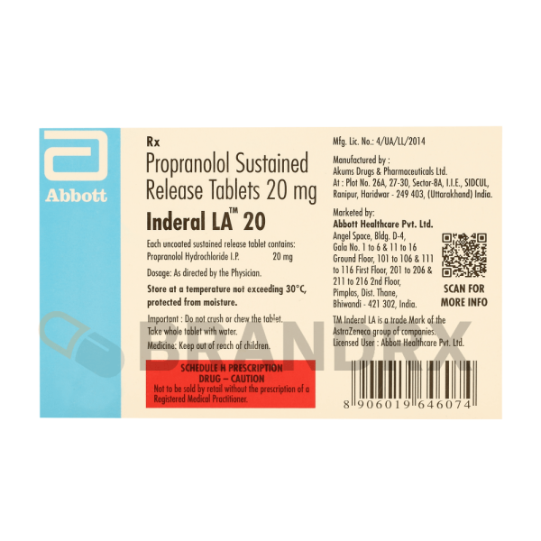 Inderal LA 20 mg Abbott Healthcare Pvt. Ltd. - Imagen 3