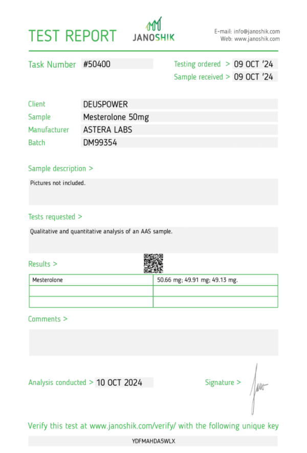 MESTEROLONE ORAL STEROID IN TABLETS Astera Labs - Imagen 2