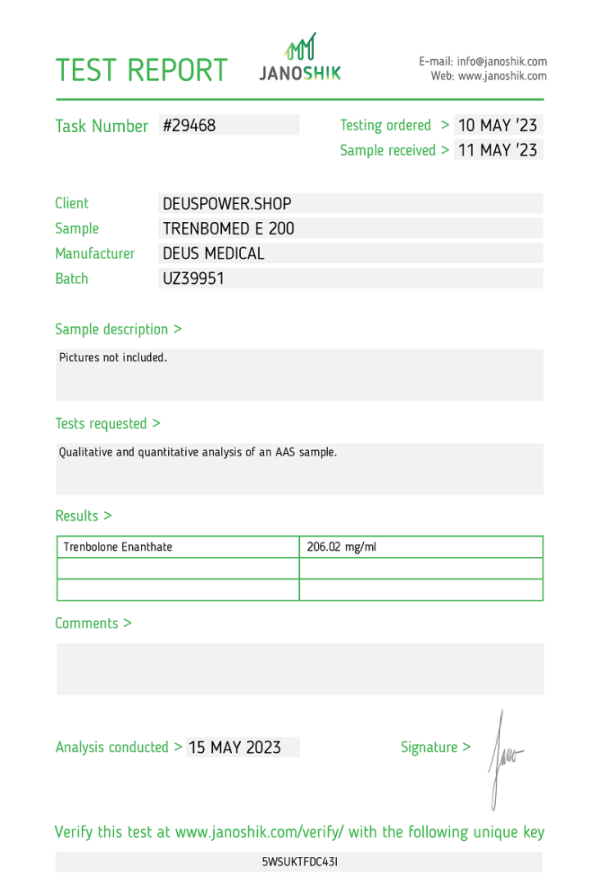 TRENBOMED E 200 (TRENBOLONE ENANTHATE) INJECTABLE STEROID IN AMPOULES Deus Medical - Imagen 4
